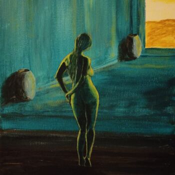 Painting titled "Attente" by Mélissian, Original Artwork, Acrylic