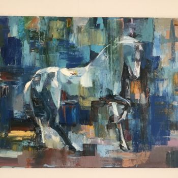 Schilderij getiteld "Paard" door Misha Melkonian, Origineel Kunstwerk, Olie