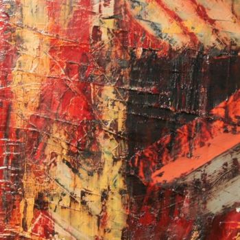 Peinture intitulée "Abstraction en oran…" par Melle, Œuvre d'art originale, Huile