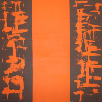 Painting titled "Orange and Brown" by Mellouki Chaimaa, Original Artwork, Acrylic Mounted on Wood Stretcher frame