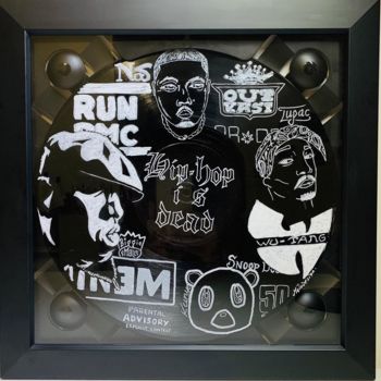 Pittura intitolato "Rap on vinyle" da Mélodesign, Opera d'arte originale, Acrilico