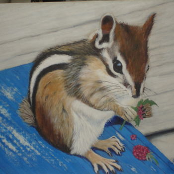 Painting titled "L Ecureuil gourmand." by Mélodie R. Arts & Co, Original Artwork