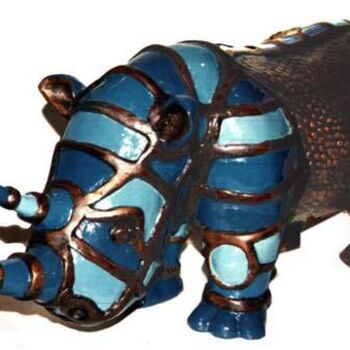 「Un rhino c'est bleu」というタイトルの彫刻 Bernard Méloisによって, オリジナルのアートワーク