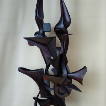 Skulptur mit dem Titel "Attractiveness" von Melor Verulidze, Original-Kunstwerk, Holz