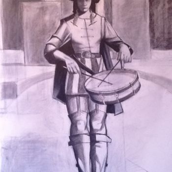 Disegno intitolato "The Drummer Girl." da Mel, Opera d'arte originale, Matita