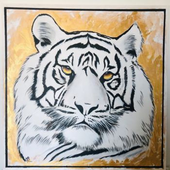 Peinture intitulée "White Tiger" par Mély Chan, Œuvre d'art originale, Acrylique