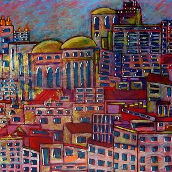Painting titled "série VILLE Ville o…" by Mélys, Original Artwork, Acrylic Mounted on Wood Stretcher frame