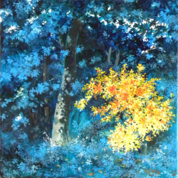 Painting titled "frondaisons bleues.…" by Memto, Original Artwork, Acrylic