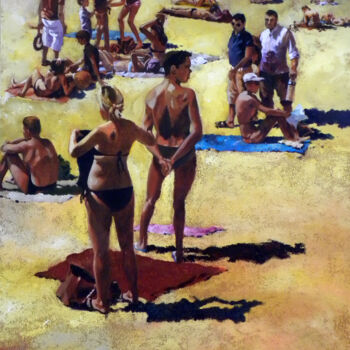 Painting titled "La plage.jpg" by Memto, Original Artwork, Acrylic