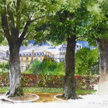Painting titled "Rond Point des Cham…" by Memto, Original Artwork, Watercolor