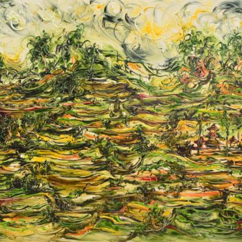 Painting titled "Balinese Rice Terra…" by Men Sagan, Original Artwork, Oil