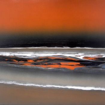 Painting titled "red sunset" by Mendelart, Original Artwork, Oil
