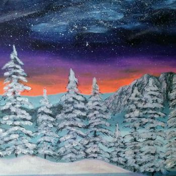 Pintura intitulada "winter sky" por Mendoza Fine Arts, Obras de arte originais, Acrílico
