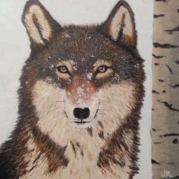 Pintura intitulada "Grey Wolf" por Mendoza Fine Arts, Obras de arte originais, Acrílico
