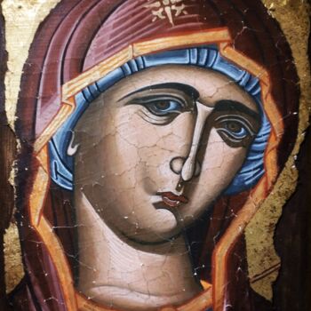 Painting titled "Holy mother cretan…" by Menelaos Koyrkoybelas, Original Artwork, Tempera