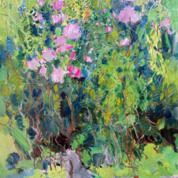 Malerei mit dem Titel "Hibiscus" von Mengmeng Yue, Original-Kunstwerk, Öl