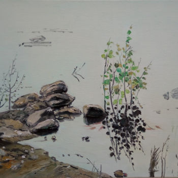 Pittura intitolato "Quiet River" da Mengmeng Yue, Opera d'arte originale, Olio