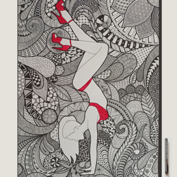 Σχέδιο με τίτλο "Balance in Patterns" από Menie Gee, Αυθεντικά έργα τέχνης, Μελάνι