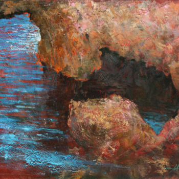 Painting titled "Grotto" by Anatoliy Menkiv, Original Artwork, Oil Mounted on Wood Stretcher frame