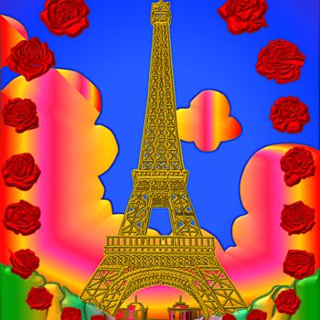 Цифровое искусство под названием "Paris Champs de Mars" - Roy Menlo, Подлинное произведение искусства, Цифровая живопись