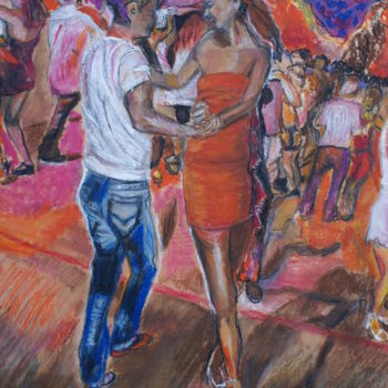 Pintura titulada "bal-latino." por Mercedes Le Crosnier Lopez, Obra de arte original, Pastel