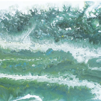 Painting titled "GREEN WAVES" by Mercedes Vanpeene, Original Artwork, Acrylic