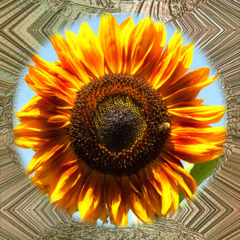 Digital Arts titled "Sunflower Bee" by Richard Cresswell Thomas, Original Artwork, 2D Digital Work
