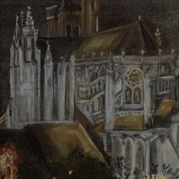 Dessin intitulée "cathedrale" par Sylvia Leroy, Œuvre d'art originale, Pastel
