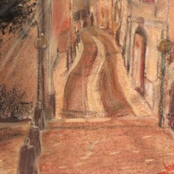 Рисунок под названием "ruelle d'auxerre" - Sylvia Leroy, Подлинное произведение искусства, Пастель
