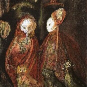 Рисунок под названием "copie de Léonord Fi…" - Sylvia Leroy, Подлинное произведение искусства, Пастель
