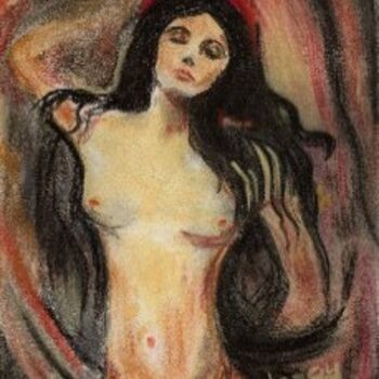 Рисунок под названием "copie de la madone…" - Sylvia Leroy, Подлинное произведение искусства, Пастель