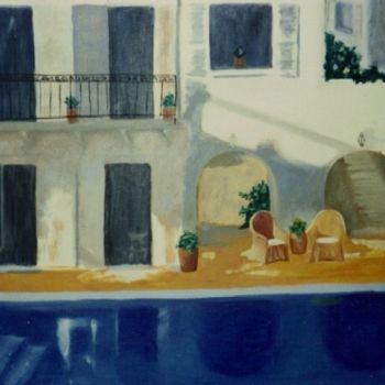 Peinture intitulée "la piscine" par Sylvia Leroy, Œuvre d'art originale, Huile