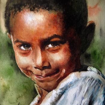 Painting titled "The Angel's Smile" by Merhab., Original Artwork, Watercolor