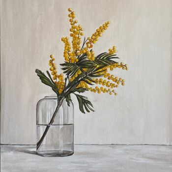 Peinture intitulée ""mimosa"" par Meri Martoian, Œuvre d'art originale, Acrylique Monté sur Carton
