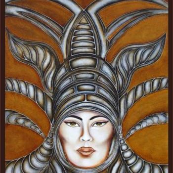 Painting titled "The Warrior" by Meriem Salhi, Original Artwork, Oil