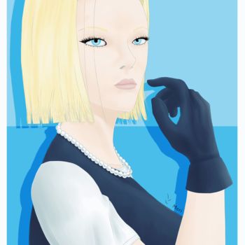 Arte digitale intitolato "Android 18 🤖 (Drago…" da Meri, Opera d'arte originale, Pittura digitale