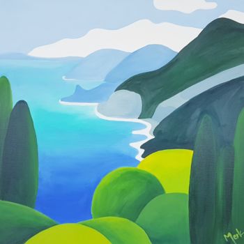 Pintura titulada "Küste bei Madeira" por Brigitte Thonhauser-Merk, Obra de arte original, Acrílico