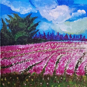 Painting titled "Tulips Flower Field" by Merlyn Shepherd'S, Original Artwork, Acrylic