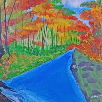 Painting titled "Colorful Forest Riv…" by Merlyn Shepherd'S, Original Artwork, Acrylic