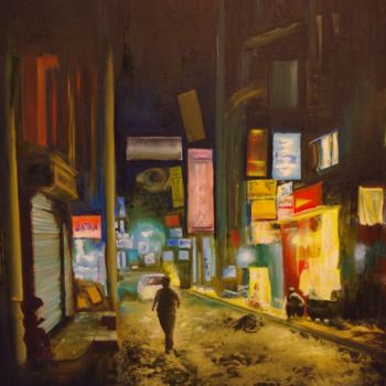 Painting titled "Town" by Mersali Fadi, Original Artwork, Oil