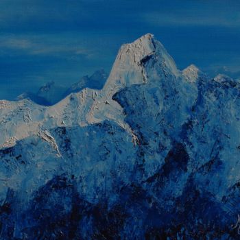 Painting titled "La Montagne" by Mersali Fadi, Original Artwork, Oil