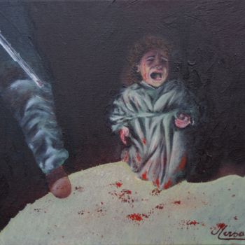 Painting titled "La guerre" by Mersali Fadi, Original Artwork, Oil