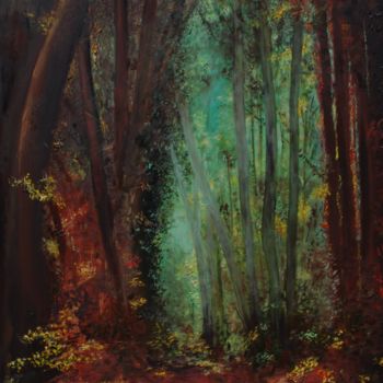 Painting titled "L'esprit des arbres" by Mersali Fadi, Original Artwork, Oil