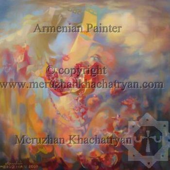 Картина под названием "Here a pomegranate,…" - Meruzhan Khachatryan, Подлинное произведение искусства, Масло