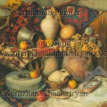 Painting titled "The Armenian still-…" by Meruzhan Khachatryan, Original Artwork, Oil