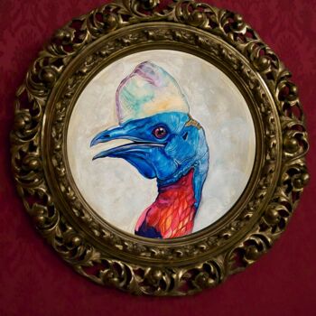 Peinture intitulée "CASSOWARY BIRD" par Merve Gürlek, Œuvre d'art originale, Aquarelle