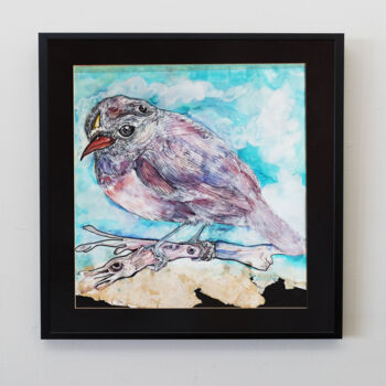 Peinture intitulée "dreamer bird" par Merve Gürlek, Œuvre d'art originale, Aquarelle