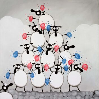 Картина под названием "Shearleaders" - Mervyn Tay, Подлинное произведение искусства, Акрил Установлен на Деревянная рама для…