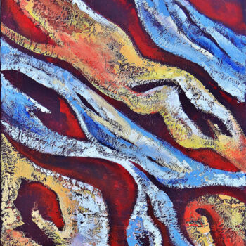 Peinture intitulée "D'eau et de feu" par Meryl, Œuvre d'art originale, Acrylique