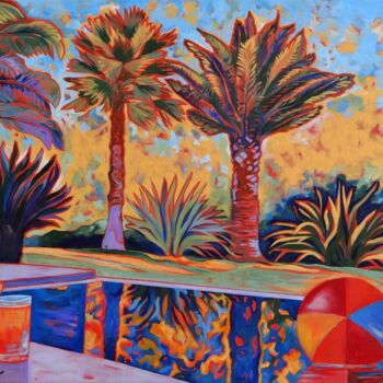 Peinture intitulée "Eden méditerranéen" par Meryl, Œuvre d'art originale, Acrylique Monté sur Châssis en bois
